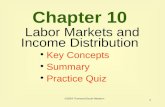 1 Chapter 10 Labor Markets and Income Distribution Key Concepts Key Concepts Summary Summary Practice Quiz ©2004 Thomson/South-Western.