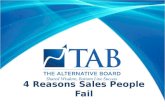 4 Reasons Sales People Fail. Reason 1 They are not true sales people by nature.