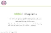 GCSE: Histograms Dr J Frost (jfrost@tiffin.kingston.sch.uk)  Last modified: 30 th August 2015 Objectives: To understand why a histogram.