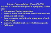 Intro to Geomorphology (Geos 450/550) Lecture 1: Controls on large-scale topography, course intro histogram of Earth's topography isostatic model for difference.