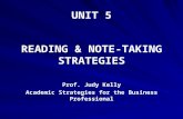 UNIT 5 READING & NOTE-TAKING STRATEGIES Prof. Judy Kelly Academic Strategies for the Business Professional.