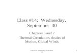 Class #14 Wednesday, September 30 Class #14: Wednesday, September 30 Chapters 6 and 7 Thermal Circulation, Scales of Motion, Global Winds 1.