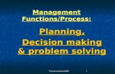 YA/presesntation20091 Management Functions/Process: Planning, Decision making & problem solving.