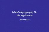 Island biogeography II: the application Bio 415/615.