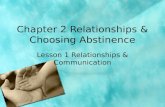 Chapter 2 Relationships & Choosing Abstinence Lesson 1 Relationships & Communication.