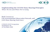 Implementing the GEOSS Data Sharing Principles Where We Are and Where We’re Going Beth Greenaway UK Environmental Observation Network, and GEO Data Sharing.