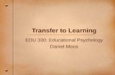 Transfer to Learning EDU 330: Educational Psychology Daniel Moos.
