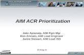 AIM ACR Prioritization AIM ACR Prioritization 23 Aug 11 Jake Aplanalp, AIM Pgm Mgr Ron Zinnato, AIM Lead Engineer Jamie Stewart, AIM Lead ISD.