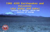 ISNS 4359 Earthquakes and Volcanoes (aka shake and bake) Lecture 2: Matter, earth and sources of energy Fall 2005.