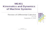 ME451 Kinematics and Dynamics of Machine Systems Review of Differential Calculus 2.5, 2.6 September 11, 2013 Radu Serban University of Wisconsin-Madison.