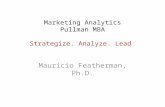 Marketing Analytics Pullman MBA Strategize. Analyze. Lead Mauricio Featherman, Ph.D.