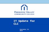 IT Update for CLC September 10, 2010. Instructional Technology Hired Instructional Designer in March Piloting Course Management Liaison in CDL Technology.
