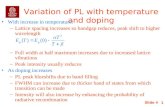 Slide # 1 Variation of PL with temperature and doping With increase in temperature: –Lattice spacing increases so bandgap reduces, peak shift to higher.