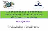 Electrostatic potential determined from electron diffraction data Anatoly Avilov Shubnikov Institute of Crystallography of Russian academy of sciences,