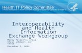Interoperability and Health Information Exchange Workgroup December 1, 2014 Micky Tripathi, chair Chris Lehmann, co-chair.