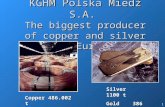 1 KGHM Polska Miedź S.A. The biggest producer of copper and silver in Europe Copper 486.002 t Silver 1100 t Gold 386 kg.