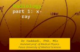 Radiology part 1: x-ray Dr Haddadi, PhD, MSc Assistant prof. of Medical Physics Fassa University of Medical Sciences.