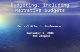 Budgeting, including Narrative Budgets Central Atlantic Conference September 9, 2006 Bob Ziegler.