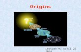 Origins Lecture 9; April 29 2014. Previously on Origins Demarcation: what is science? Falsification: how do you test scientific theories?