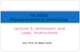 Ass. Prof. Dr Masri Ayob Lecture 5: Arithmetic and Logic Instructions TK 2633: Microprocessor & Interfacing.