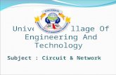 Universal Collage Of Engineering And Technology Subject : Circuit & Network.