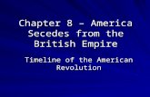 Chapter 8 – America Secedes from the British Empire Timeline of the American Revolution.