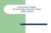 Curriculum Night Third Grade Chinese Team 2013-2014.