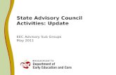 State Advisory Council Activities: Update EEC Advisory Sub Groups May 2011.