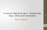 Lecture5: SQL Overview, Oracle Data Type, DDL and Constraints Ref. Chapter6 Lecture4 1.
