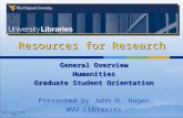 General Overview Humanities Graduate Student Orientation Presented by John H. Hagen WVU Libraries Digital_Scholarship Video.