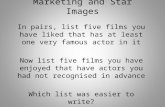 In pairs, list five films you have liked that has at least one very famous actor in it Now list five films you have enjoyed that have actors you had not.