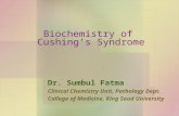 Biochemistry of Cushing’s Syndrome Dr. Sumbul Fatma Clinical Chemistry Unit, Pathology Dept. College of Medicine, King Saud University.