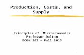 1 Production, Costs, and Supply Principles of Microeconomics Professor Dalton ECON 202 – Fall 2013.