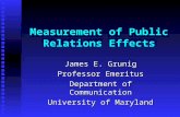 Measurement of Public Relations Effects James E. Grunig Professor Emeritus Department of Communication University of Maryland.