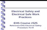 1 Electrical Safety and Electrical Safe Work Practices EHS Course #525 Reference EHS Electrical Safety Procedure 75-44.