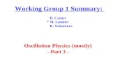 Working Group 1 Summary: D. Casper * M. Lindner K. Nakamura Oscillation Physics (mostly) - Part 3 -