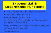 Exponential & Logarithmic Functions 1-to-1 Functions; Inverse Functions Exponential Functions Logarithmic Functions Properties of Logarithms; Exponential