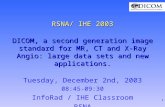 1 RSNA/ IHE 2003 DICOM, a second generation image standard for MR, CT and X-Ray Angio: large data sets and new applications. Tuesday, December 2nd, 2003.