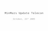 MinMars Update Telecon October, 25 th 2009. Mars Design Reference Architecture 5.0 New reference document as of July 2009 – NASA-SP-2009-566 – Uploaded.