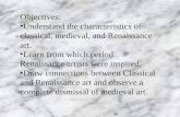 Objectives: Understand the characteristics of classical, medieval, and Renaissance art. Learn from which period Renaissance artists were inspired. Draw.