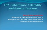 Inheritance patterns: Monogenic (Mendelian) Inheritance Polygenic and Multifactorial Inheritance Mitochondrial Inheritance.