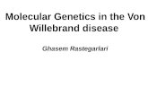Molecular Genetics in the Von Willebrand disease Ghasem Rastegarlari.