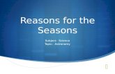 Reasons for the Seasons Subject: Science Topic: Astronomy.