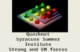 Quarknet Syracuse Summer Institute Strong and EM forces 1.