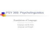 PSY 369: Psycholinguistics Foundations of Language: Language and animals Language and the brain Language and thought.