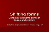 Shifting forms Generative streams between design and systems Dr. Sayfan G. Borghini, Master Course in Integrated Design, H.I.T.