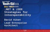 Dev 328.NET & J2EE Strategies for Interoperability David Aiken Lead Enterprise Architect.