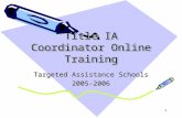1 Title IA Coordinator Online Training Targeted Assistance Schools 2005-2006.