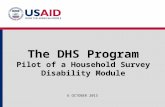 The DHS Program Pilot of a Household Survey Disability Module 6 OCTOBER 2015.