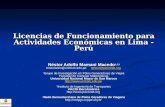 Licencias de Funcionamiento para Actividades Económicas en Lima - Perú Néstor Adolfo Mamani Macedo 1,2,3 nmamanim@unmsm.edu.penmamanim@unmsm.edu.pe nestor@pacisnet.org.